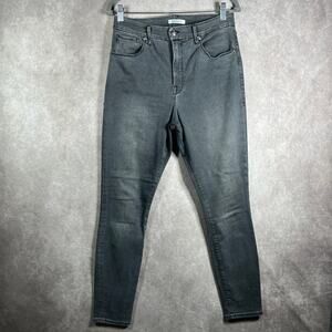 Good American Good Waist Skinny Jeans Womens Size 12/31 Black Denim‎ High Rise